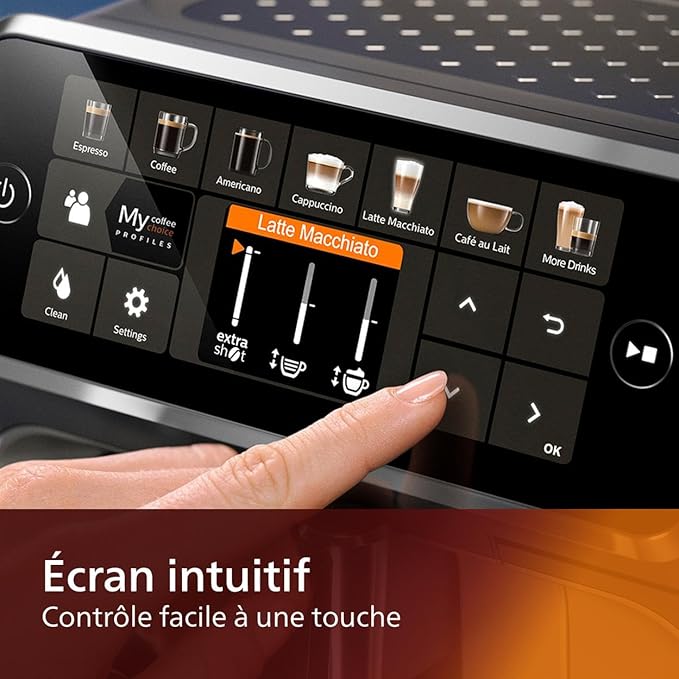 Machine à expresso Philips série 5400 – Mousseur à lait LatteGo, Noir