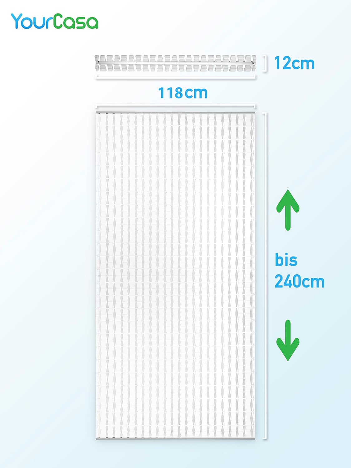YourCasa - Raumteiler hängend [Designelement] Blickfang und Dekoration in jedem Raum | Trennwand ist Lichtdurchlässig - Raumtrenner 118 x 240 cm- Paravent bietet Sichtschutz - Multifunktional (Weiss)
