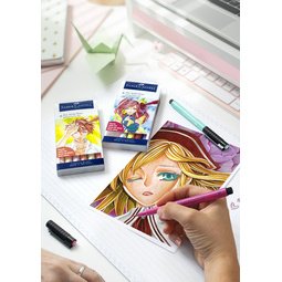 FABER-CASTELL Feutre PITT artist pen Manga Shôjo, étui de 6