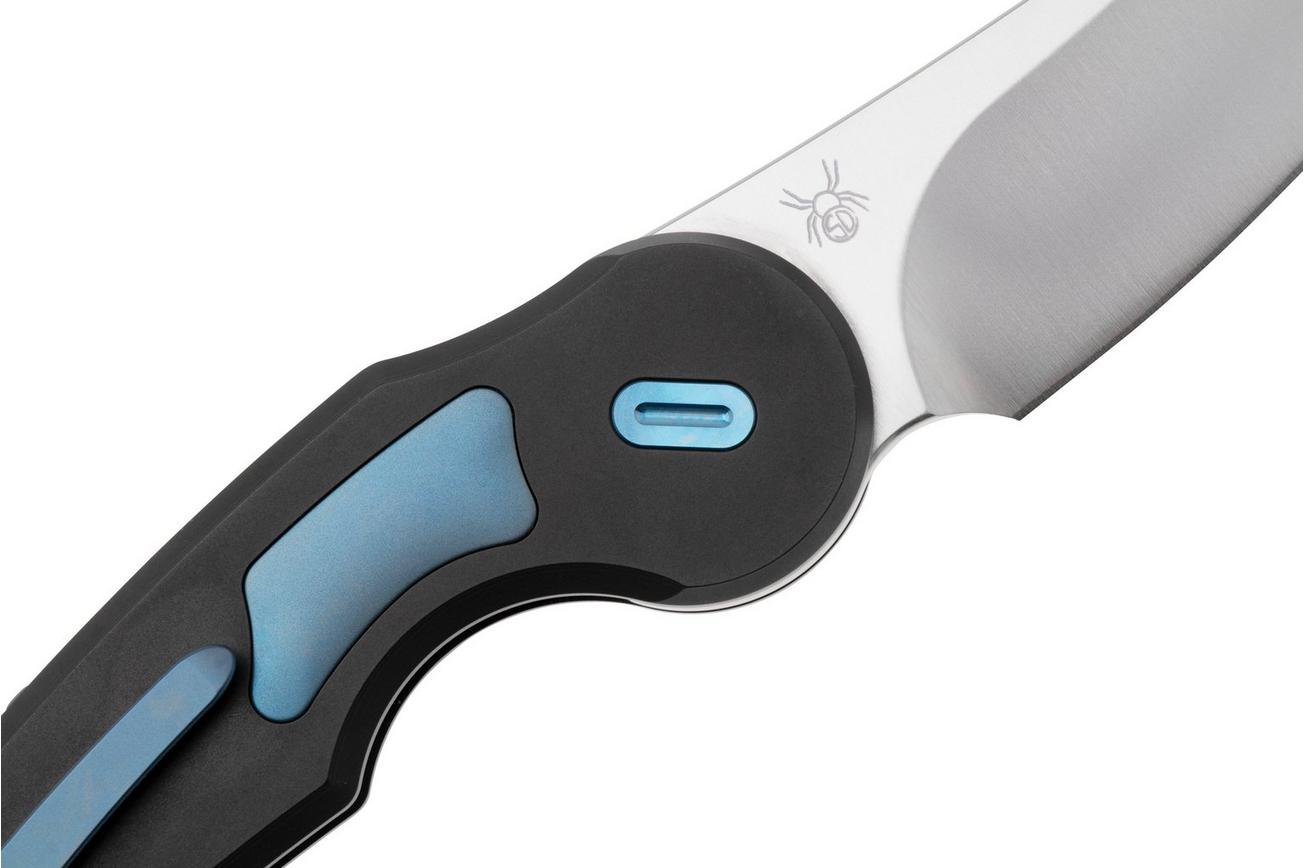 FOX Knives Jupiter FX-555-TIBL, M390 Satin, Black PVD Titanium, Blue Oxidized Titanium Insert, zakmes