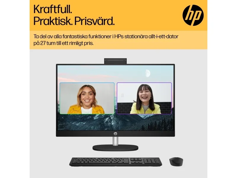 HP 27-cr0001no - Alt-i-én Ryzen 5 7520U / op til 4.3 GHz - RAM 16 GB - SSD 512 GB - NVMe - Radeon 610M - Gigabit Ethernet, Bluetooth 5.3 - Win 11 Home - skærm: LED 27