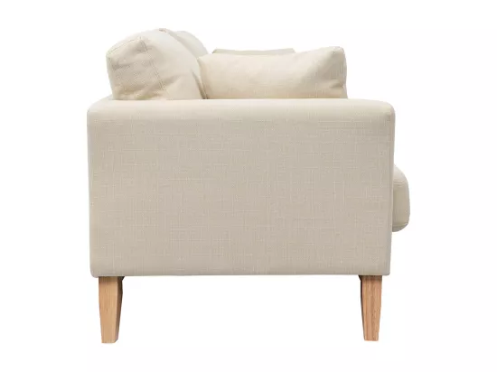 Canapé scandinave déhoussable 3 places en tissu beige et bois clair OSLO