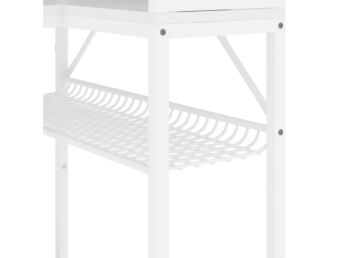 YITAHOME Bureau avec Étagère - LED - Bureau avec 2 Prises et 2 Ports de Charge USB - Table avec support d'écran -106cm - Blanc