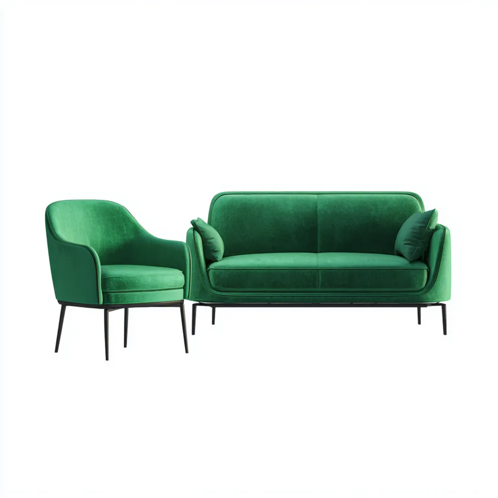 Sofa-Set Samtstoff 130x70x75 cm – Grün – Modernes Design