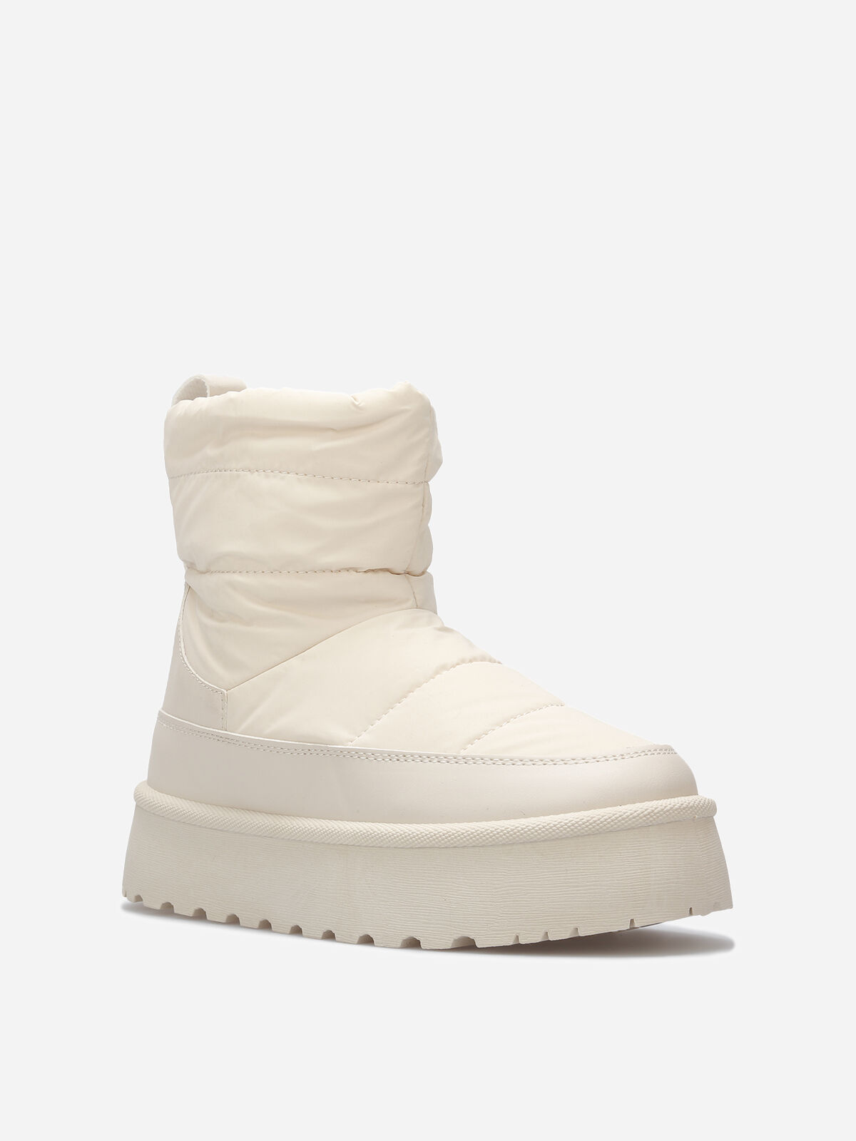 Boots matelassées et fourrées à plateforme- Beige