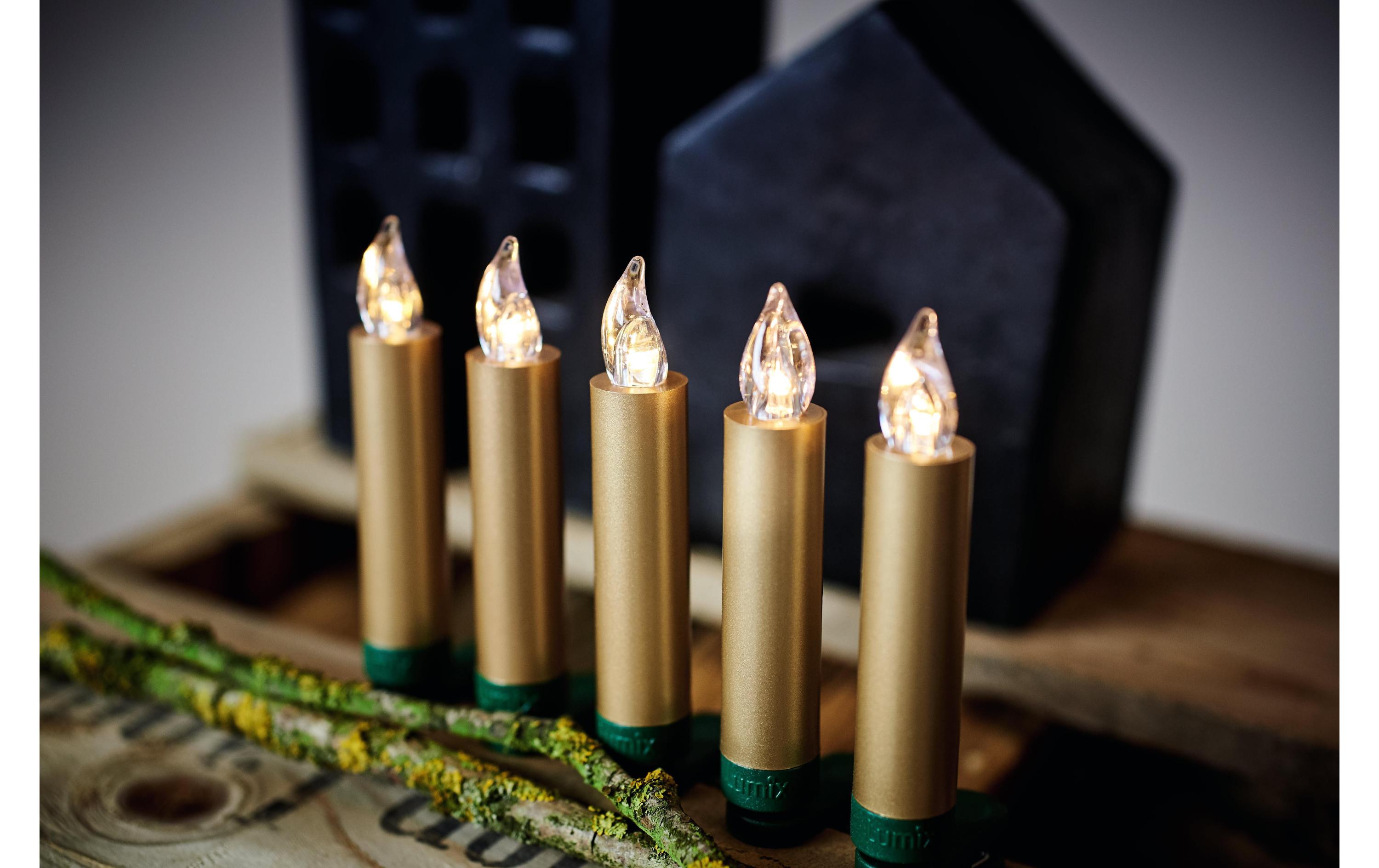 LED Baumkerze SuperLight Mini, Gold, 6er-SetErweiterungsset LED Christbaumkerzen