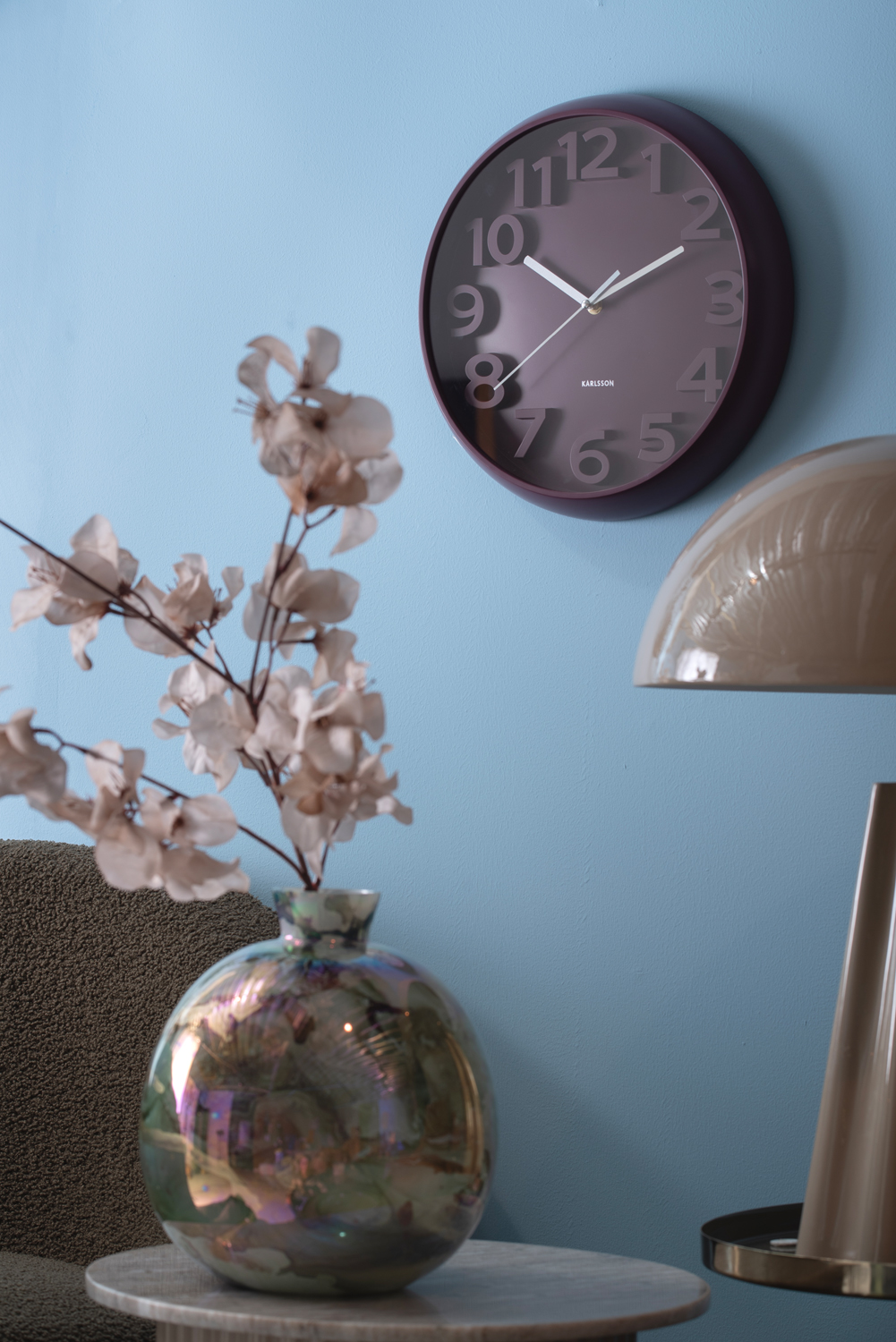 Wandklok Elevated Classic Numbers - Dark mauve