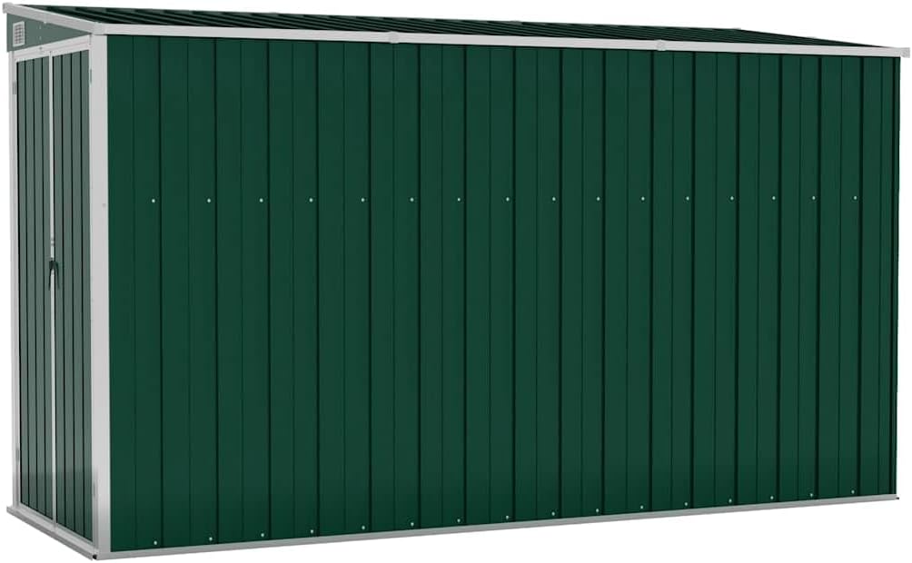 vidaXL Wand Geräteschuppen Kunststoffgriff mit Sperrfunktion Gerätehaus Gartenhaus Gartenschuppen Schuppen Grün 118x288x178cm Verzinkter Stahl