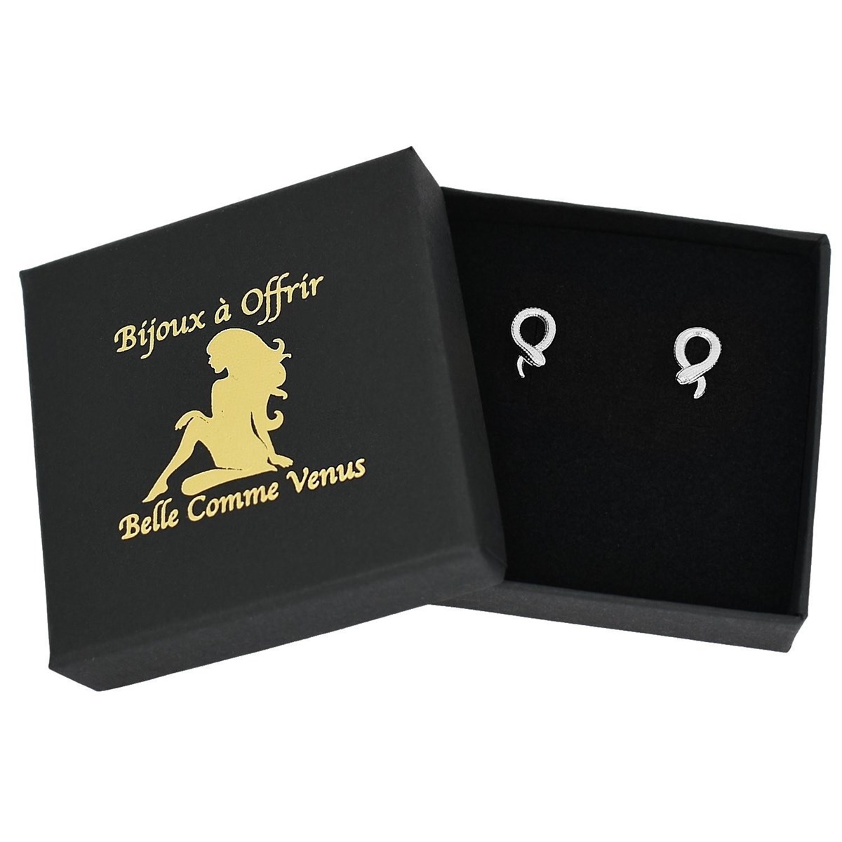 Boucles d'oreilles animal serpent enroulé Argent 925 Rhodié