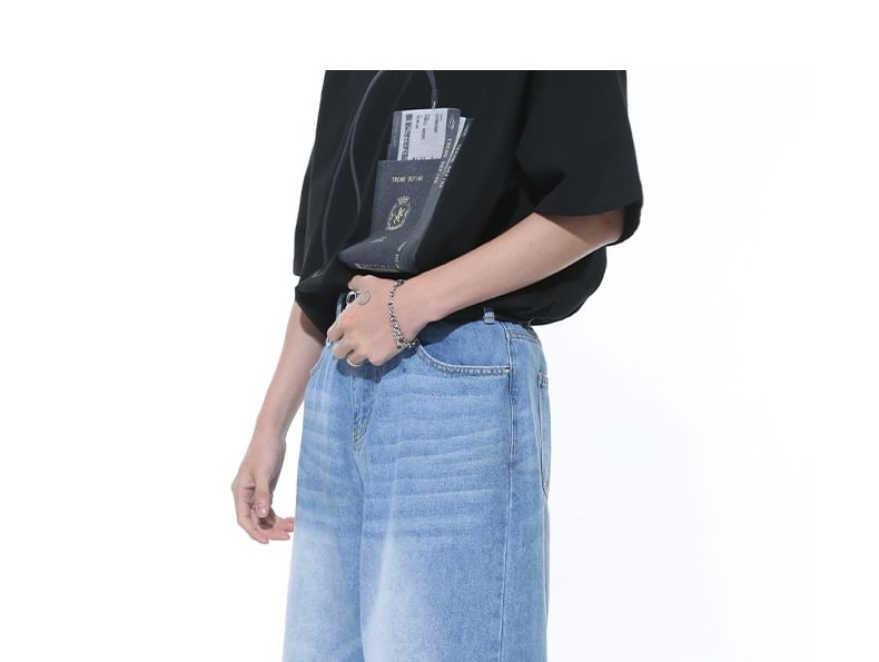 FAERIS - Mid Rise Washed Denim Shorts