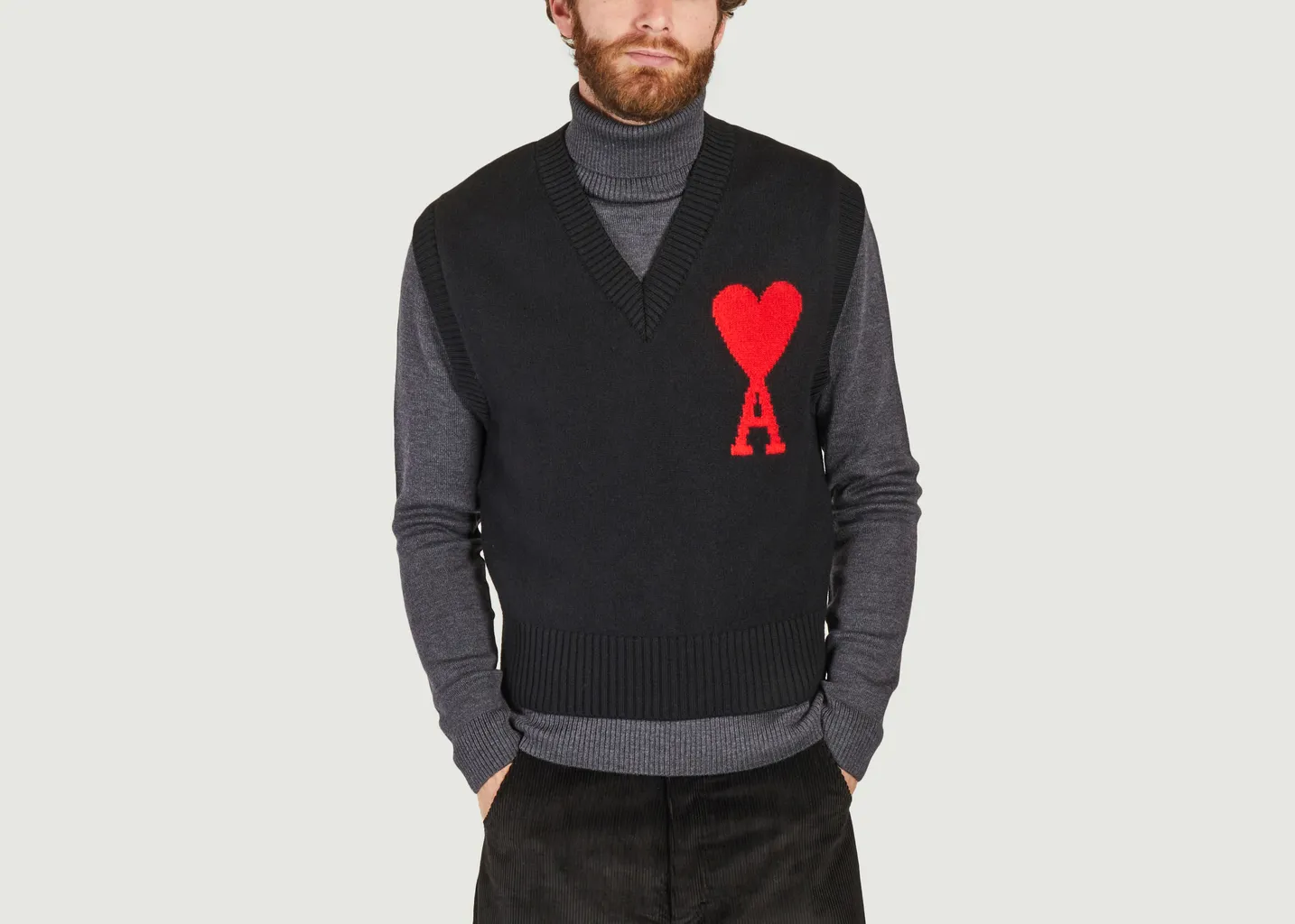 Pull sans manches en mérinos AMI Paris