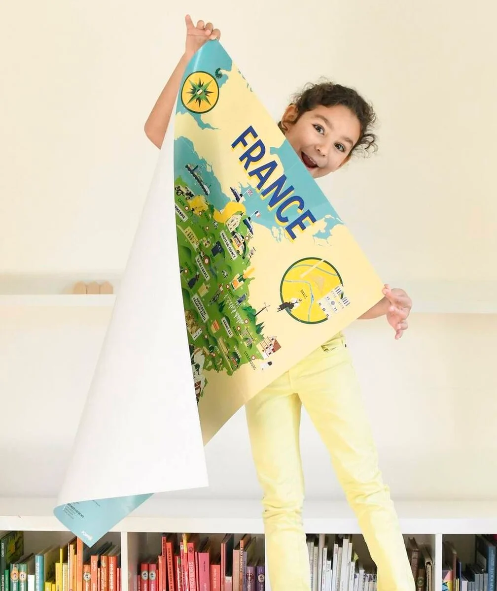 POPPIKPOSTER ÉDUCATIF AVEC 64 STICKERS CARTE DE FRANCE