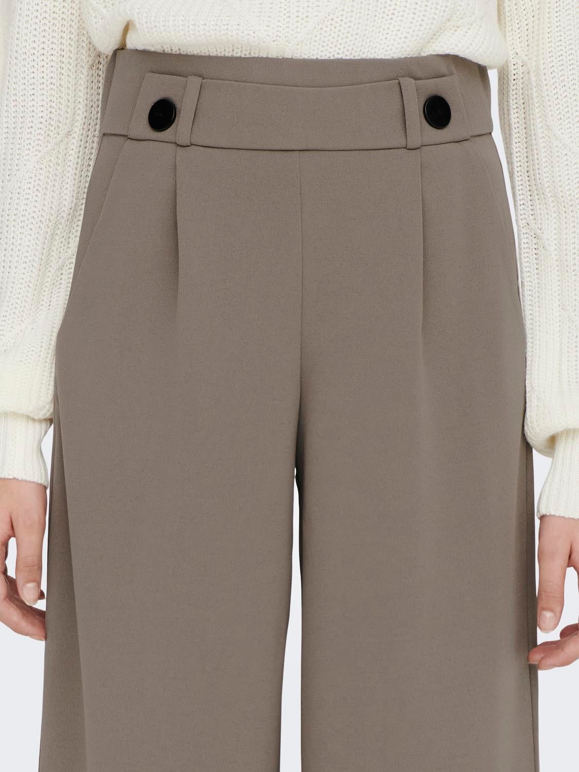 JDYGEGGO Mittlere Taille Weiter Beinschnitt Hose mit weitem Beinschnitt Driftwood