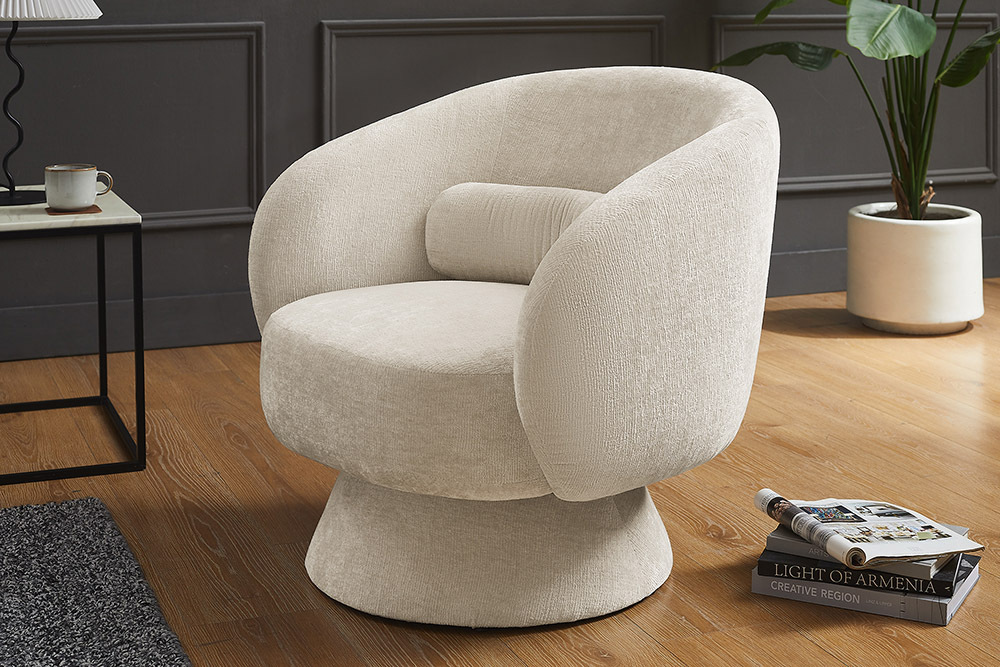 Drehbarer Design Sessel BOSSA NOVA beige Chenille
