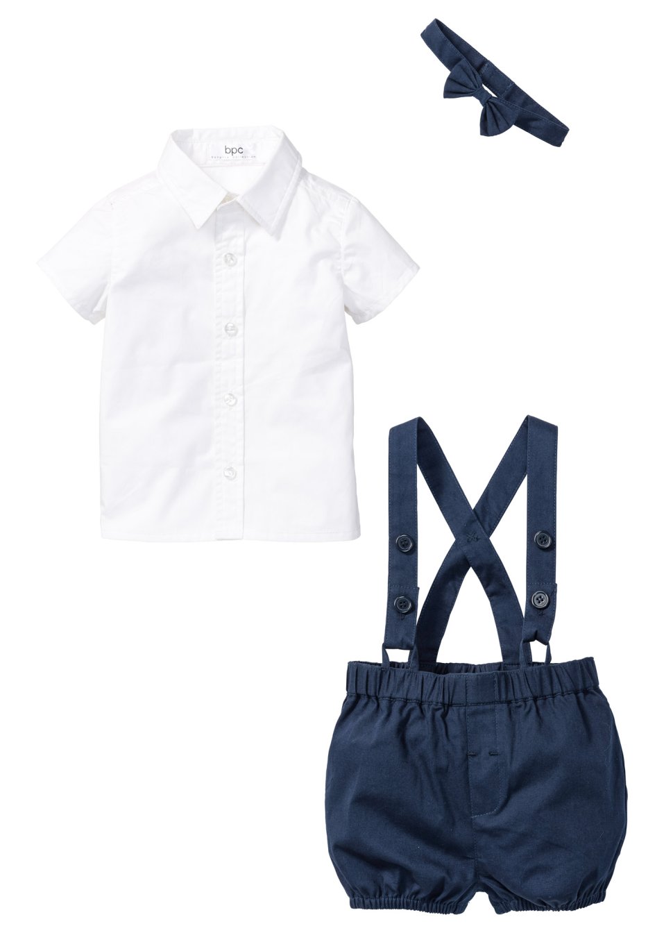 Chemise bébé + nœud papillon + short (Ens. 3 pces)