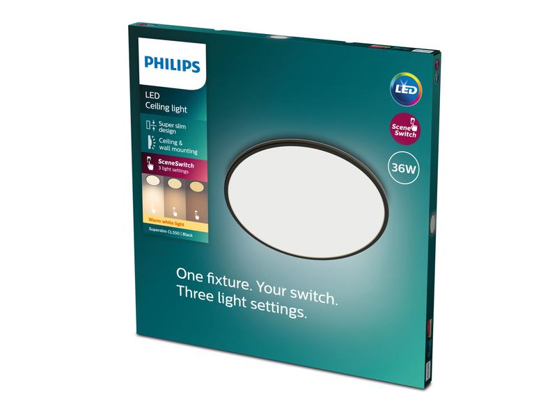 Philips Deckenleuchte LED SceneSwitch CL550 3600 lm 2700K, 3-in-1 LED Leuchte zur Deckenmontage
