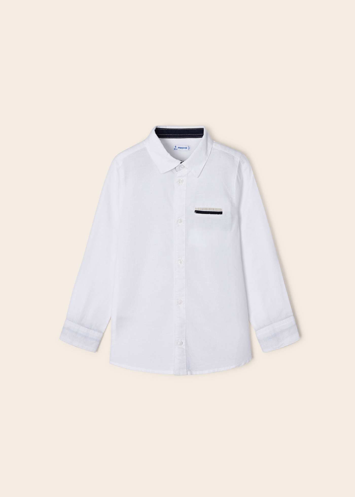 Camisa de linho de manga comprida para meninos