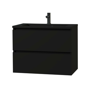 Tiger Badkamermeubel Karlo 80 cm Mat Zwart met Zwarte Wastafel