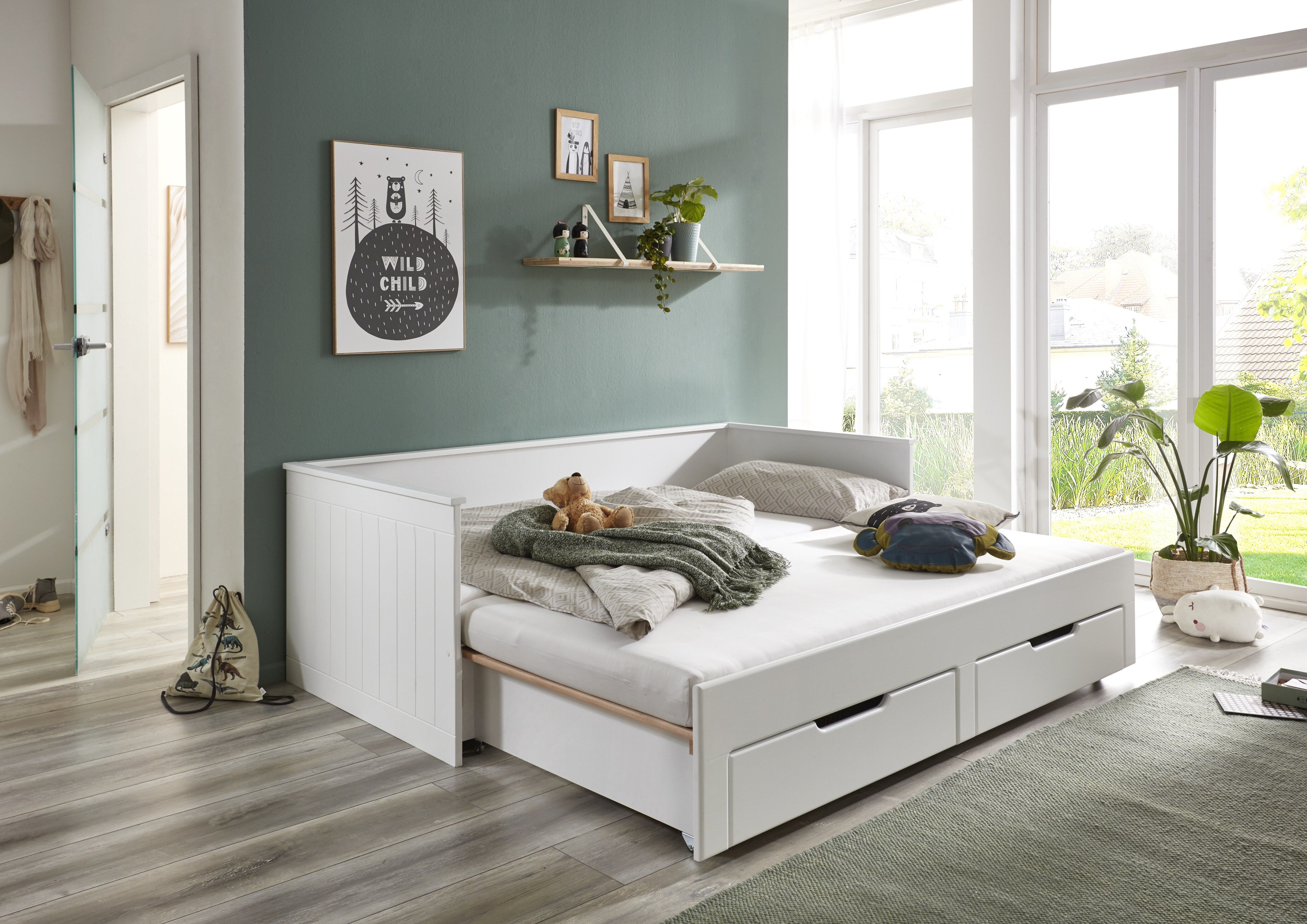 Relita - Funktionsbett Clara 90x 200 auf 180 x 200 cm Liegefläche ausziehbar u. 2 Schubladen