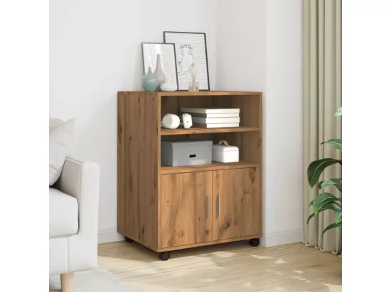 Armoire à roulettes chêne artisanal 60x48x81 cm bois ingénierie