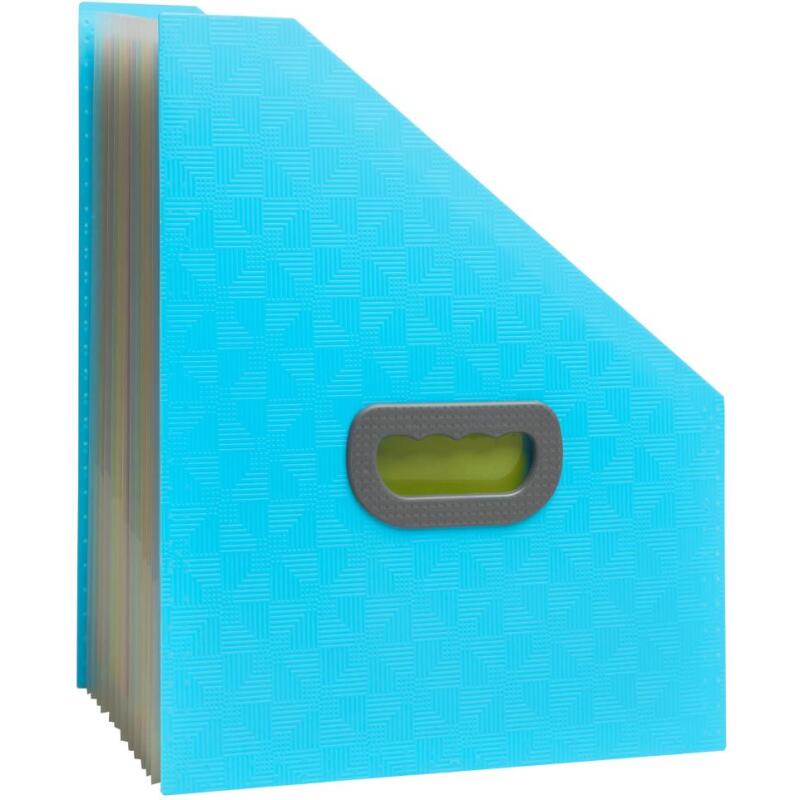 Trieur porte-revue 12 compatiments PP recyclé Pop'N Co - Cyan