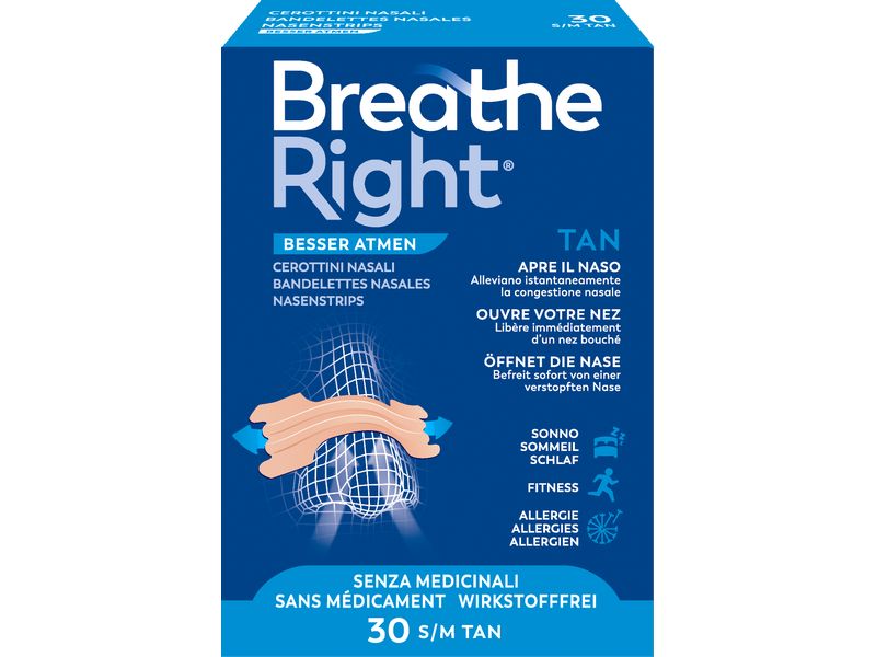 Breathe Right Nasenpflaster normal 30 Stück Pflaster für die Nase bei Schnarchen oder verstopfter Nase