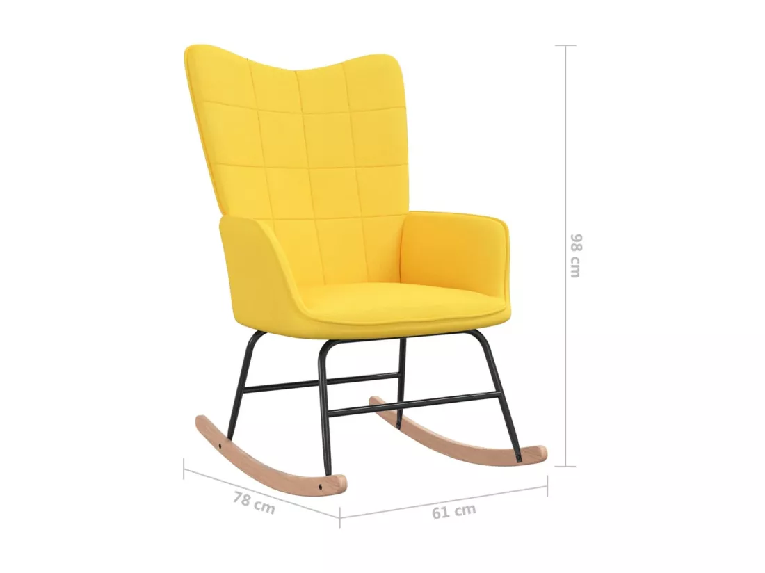 Chaise à bascule avec tabouret Jaune moutarde Tissu