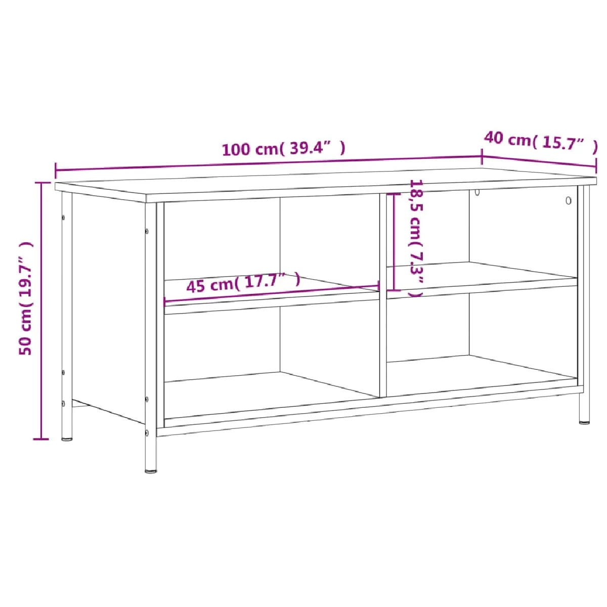 vidaXL Meuble TV - Sonoma Gris - 100 cm