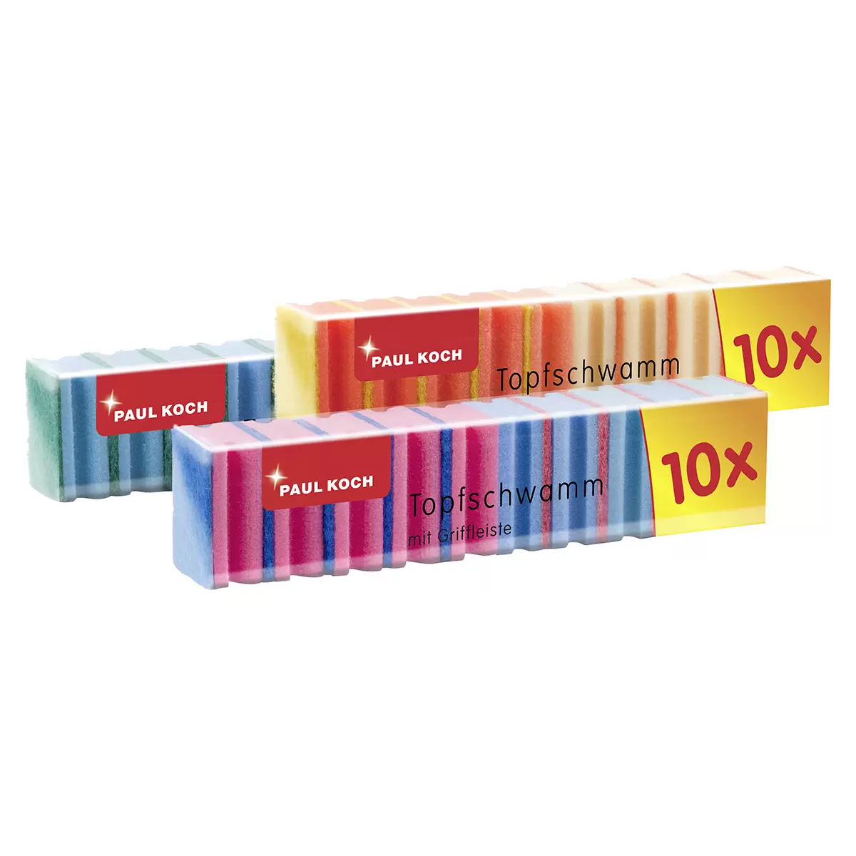 Topfschwamm mit Griffleiste 10er Bunt