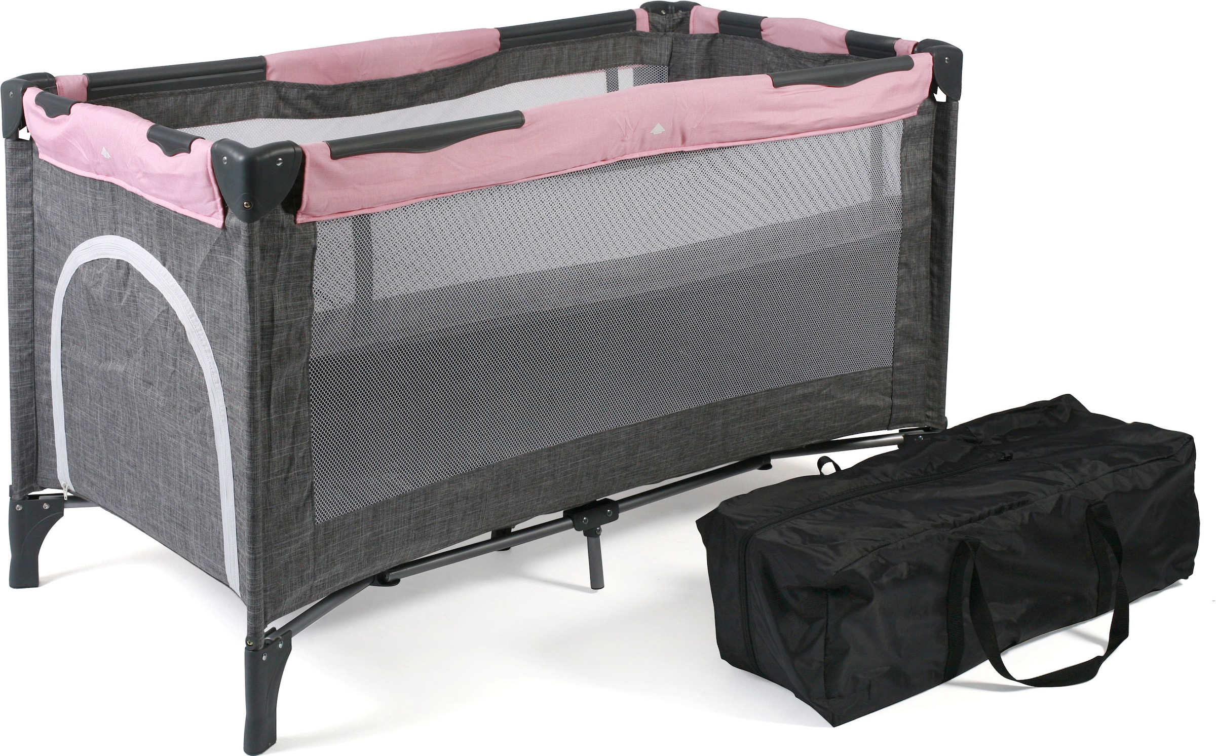 CHIC4BABY Baby-Reisebett »Luxus, Melange Rosa« inkl. Transporttasche