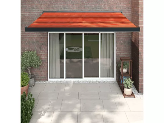 Auvent rétractable orange et marron 3,5x2,5m tissu et aluminium