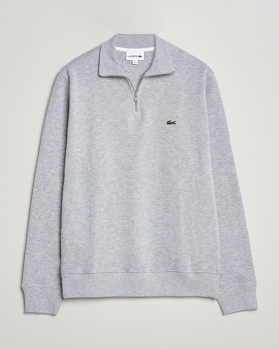 Lacoste Rib Interlock Half Zip Silver Chine