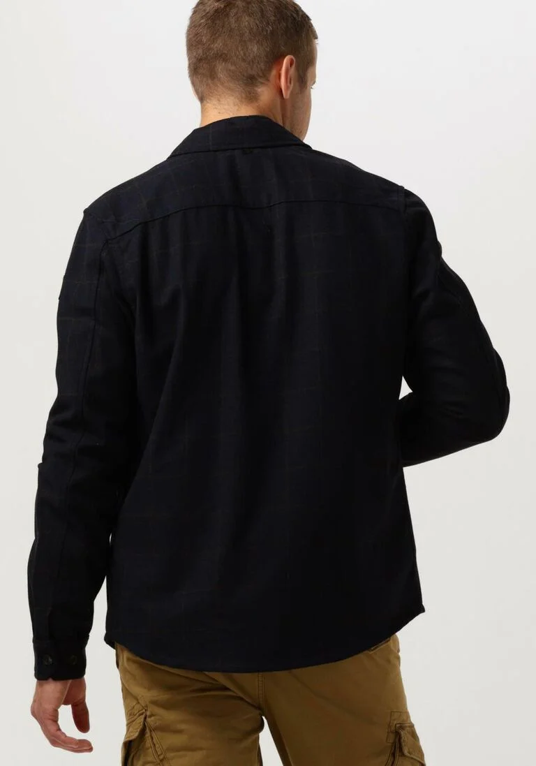 VANGUARD donkerblauwe vanguard overshirt long sleeve shirt check fine woolblend