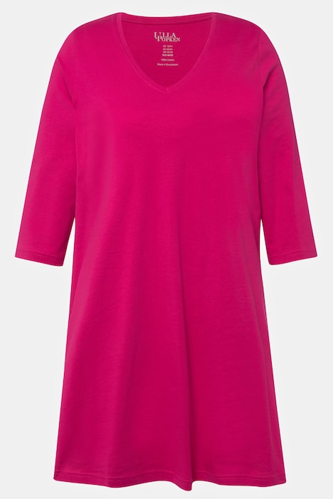 Longshirt, A-Linie, V-Ausschnitt, 3/4-Arm