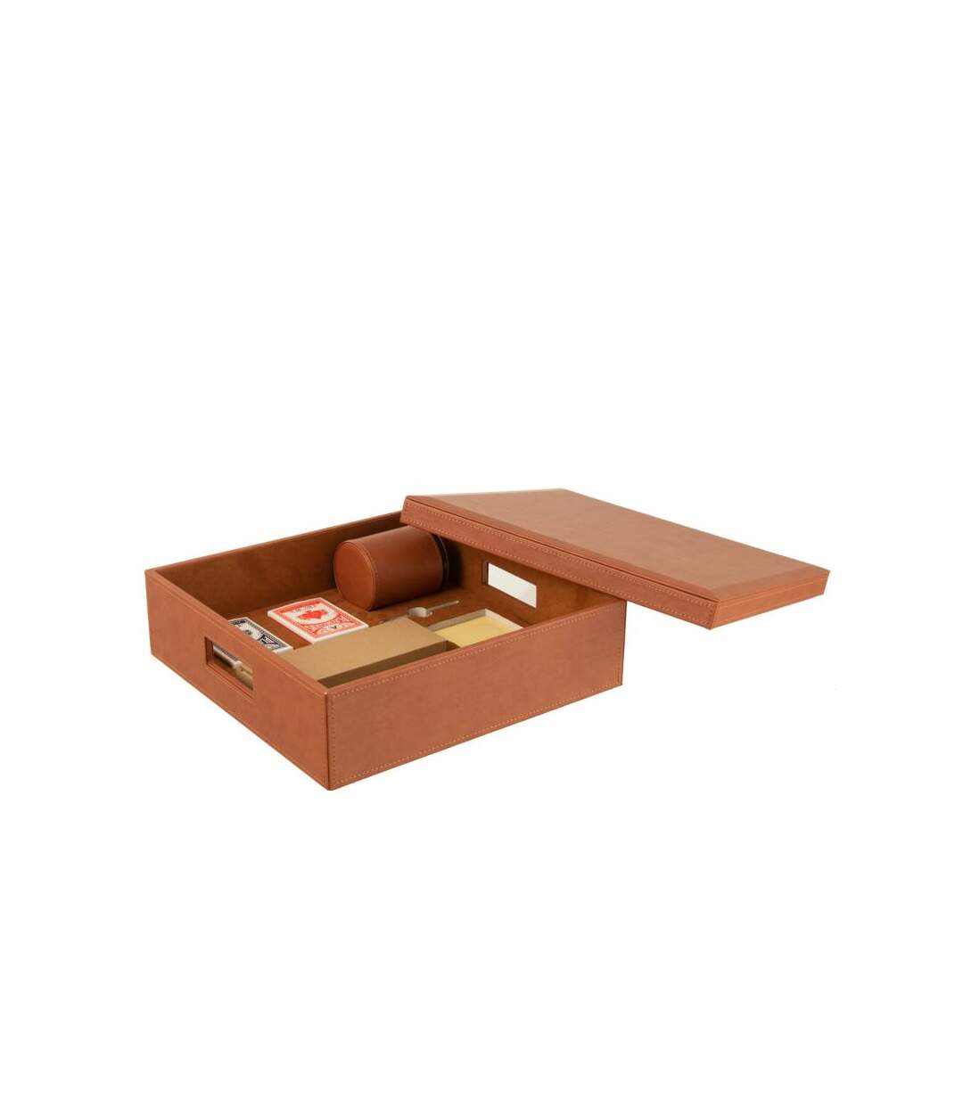 Paris Prix - Boîte Jeux De Cartes & échiquier ezra 35cm Cognac