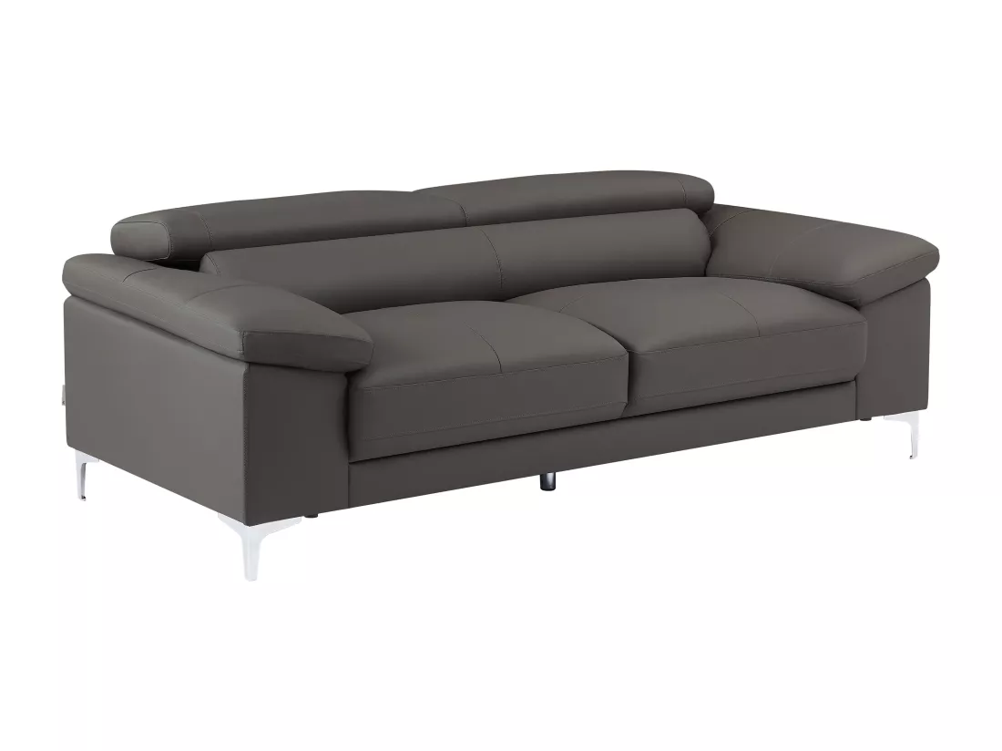 Canapé 3 places en cuir gris anthracite SOLANGE