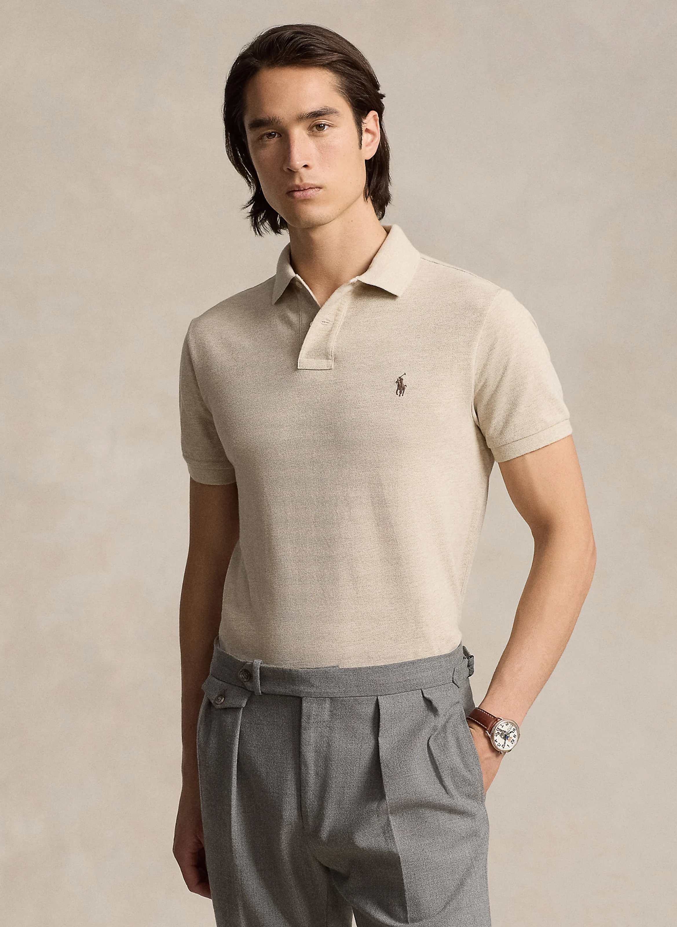 Polo slim-fiit en coton | Gris
