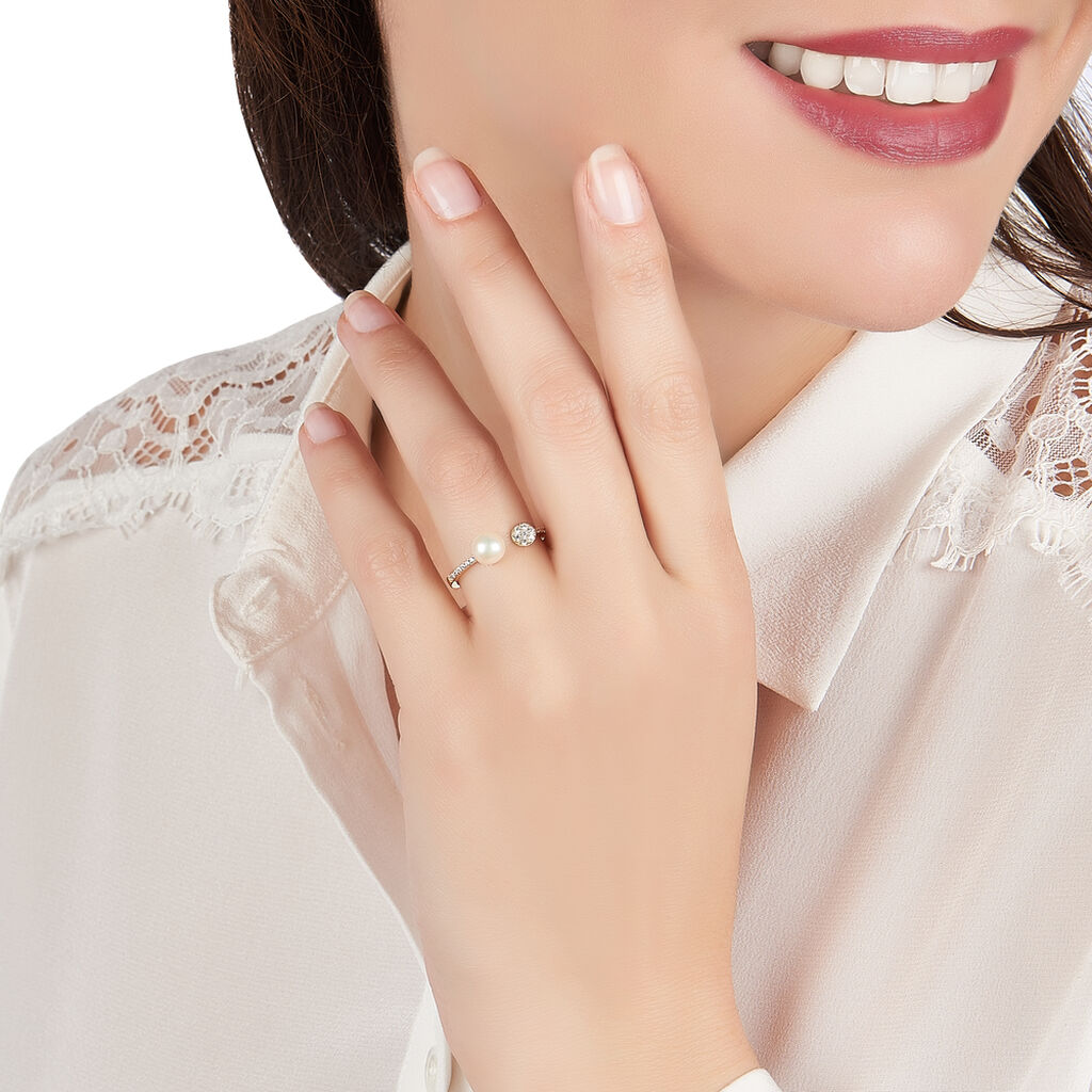 Bague Shannone Or Jaune Perle De Culture Et Oxyde De Zirconium