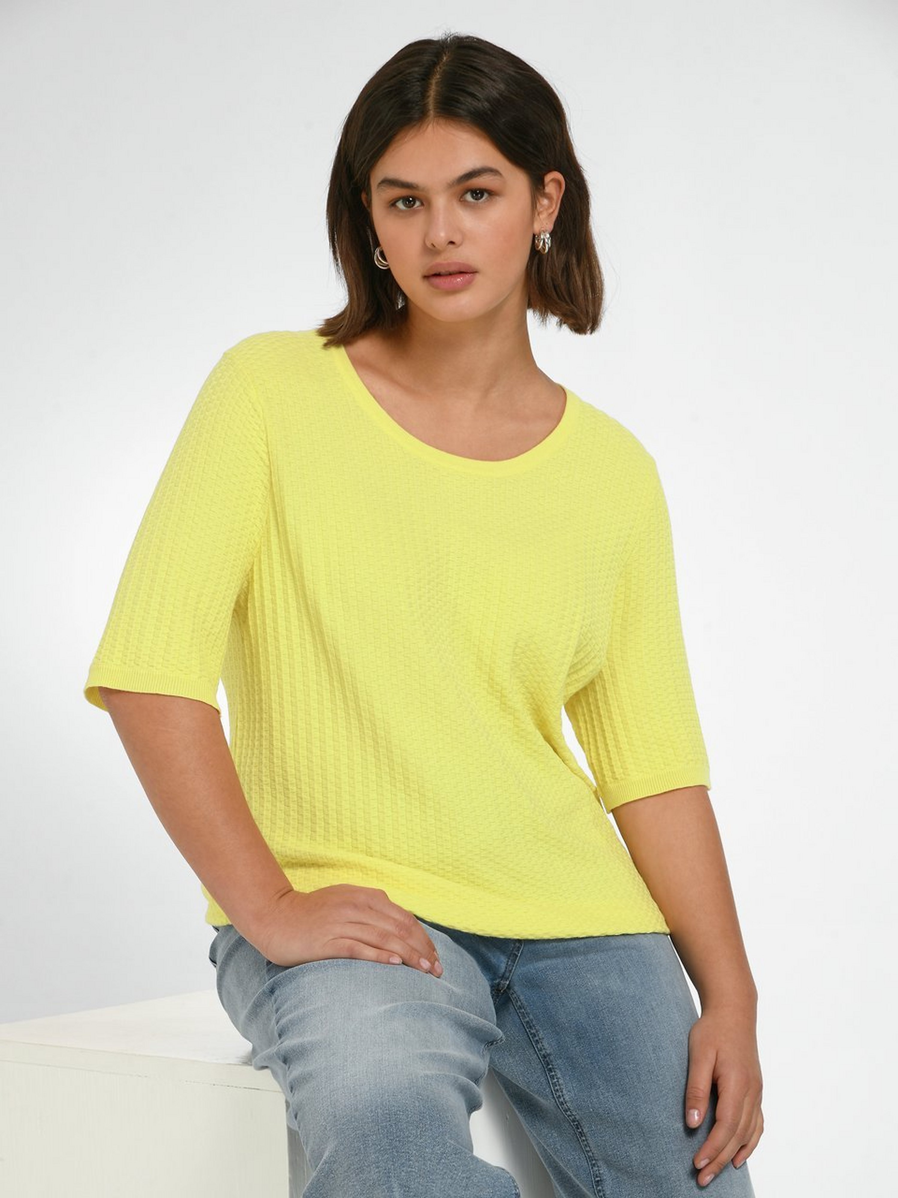 Rundhals-Pullover mit 1/2-Arm
