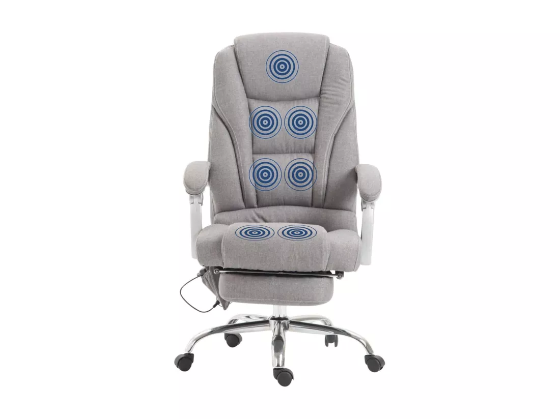 Chaise de bureau - Tissu & Métal chromé - Gris - Pacific