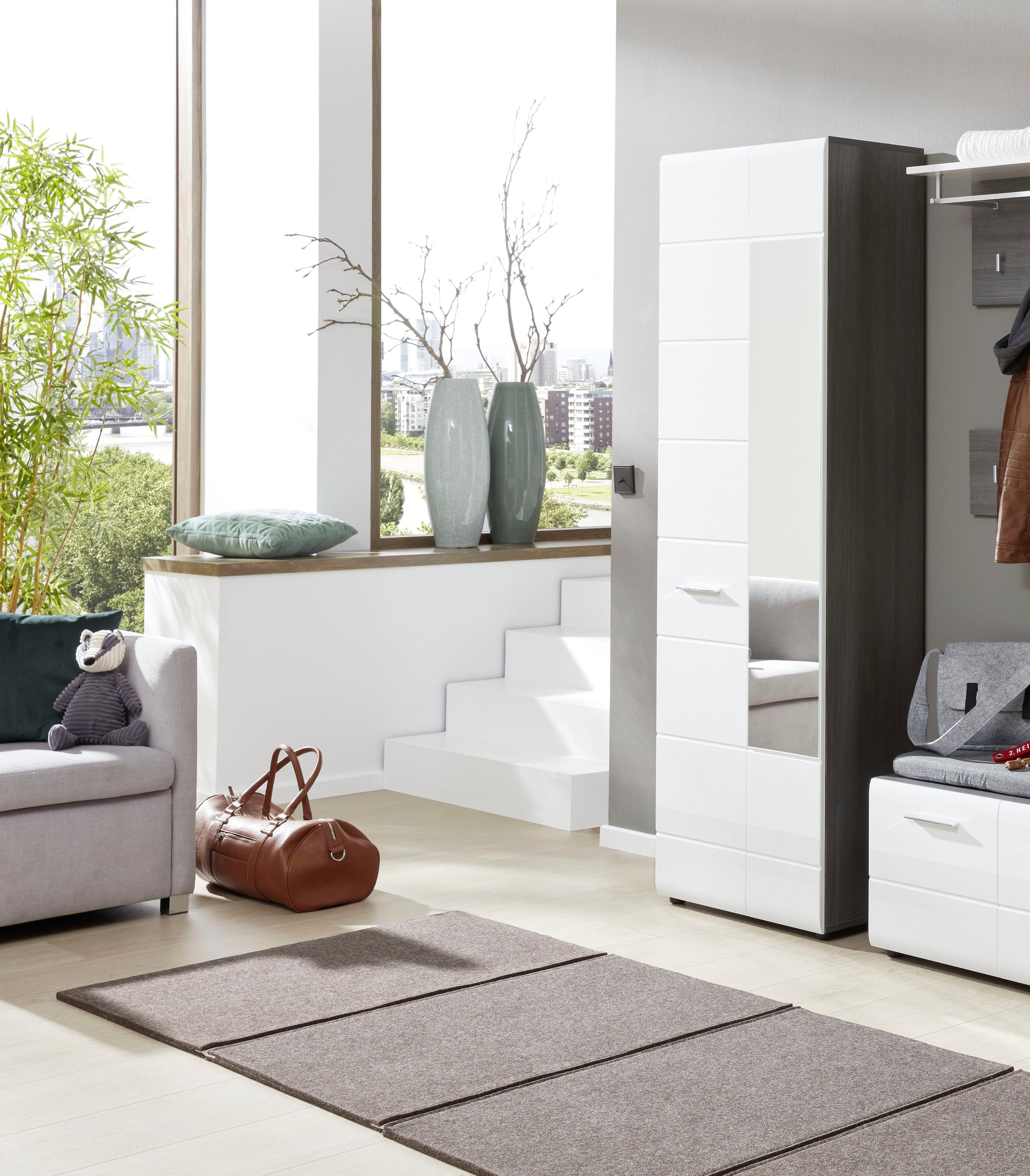 INOSIGN Garderobenschrank »Sovana« Garderobenschrank mit 2 Türen & Spiegel - (B/T/H) 60/36/191 cm