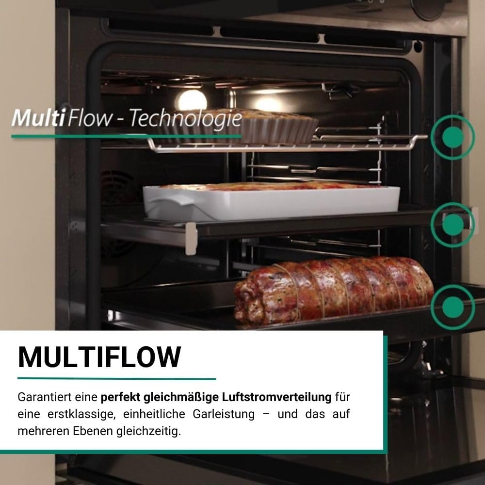 Bauknecht BIK5S DP8F2 ES Einbau Dampf-Backofen/Soft Steam/FlexiClean-Hydrolyse und-oder Pyrolyse/AirFry-Funktion inkl. Blech/Multiflow/MyMenu/ 2-fach Teilauszug/Energieklasse A+