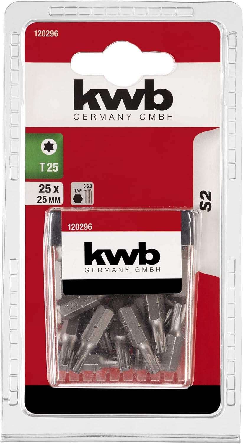 KWB Bitspender Box - 25-teiliges T25 Bitset, 25mm Länge, 1/4