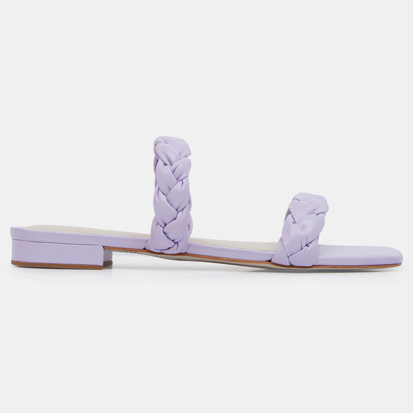 Galeries Lafayette Mules plates en Cuir brides tressées violet clair