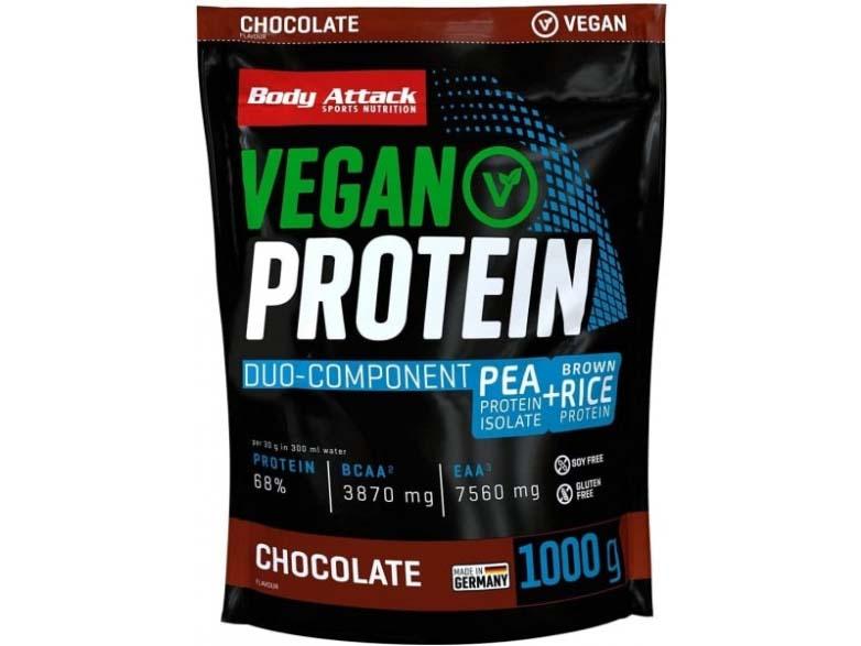 Body Attack Pulver Vegan Protein Schokolade 1000 g Eiweiss aus pflanzlichen Quellen