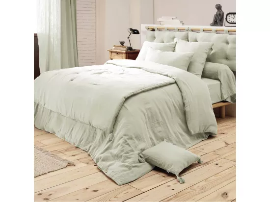 OUREA - Taie de Traversin 85x185cm Gaze de Coton Vert d'Eau