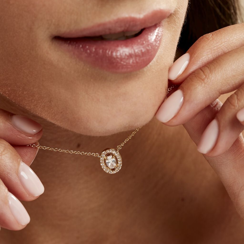 Collier Classical Plaqué Or Jaune Oxyde De Zirconium