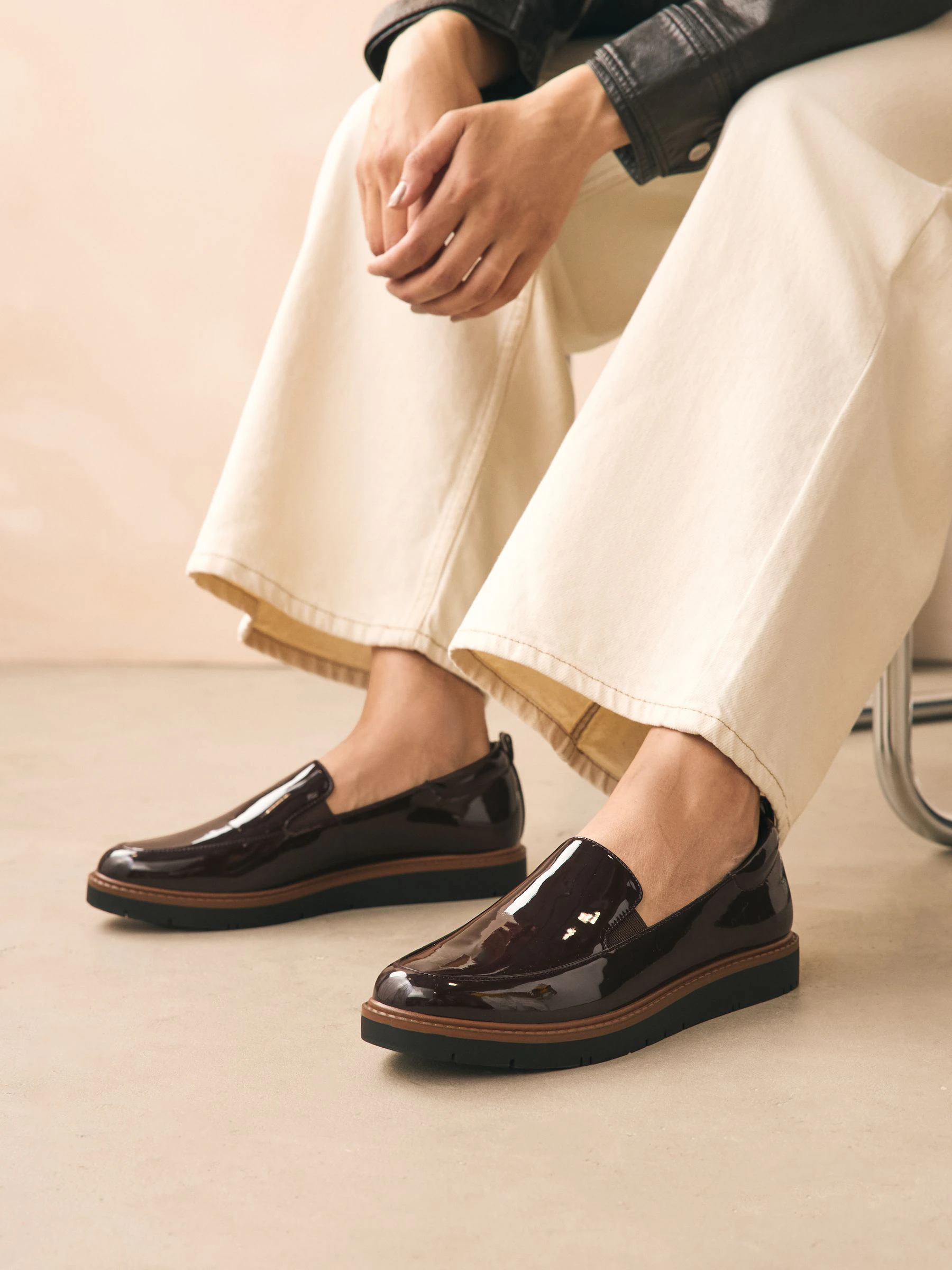 Bruin gepantenteerd - Forever Comfort® Slip On Clean Chunky Sole Loafers