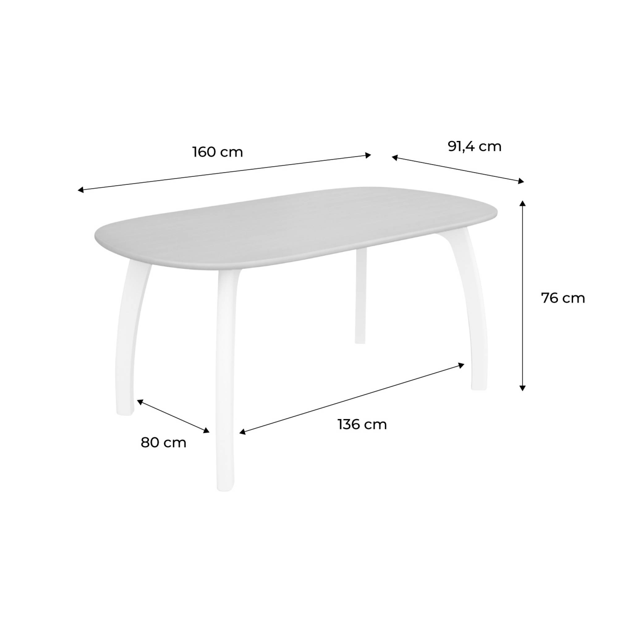 Table à manger rectangulaire 4-6 places mdf et placage chêne. 160cm
