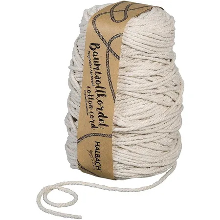Halbach Baumwollkordel für Makramee, 5 mm, 80 m, 500 g, natur